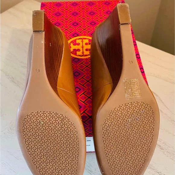 Tory Burch peep toe. Worn once for 2 hours. Have box and shoe bag. - Picture 2 of 2